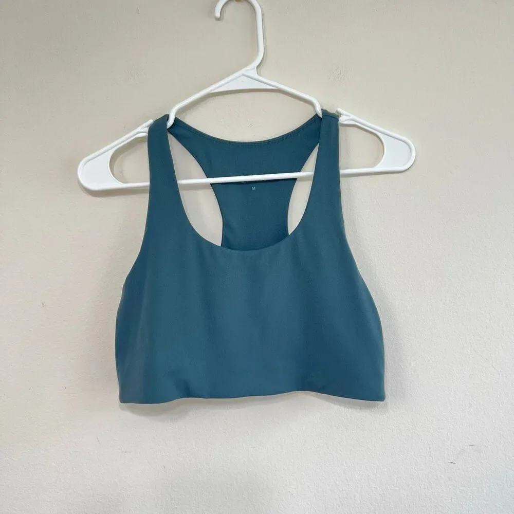 Quince Forest Green Sports Bra Scoop Neck Longline Bra Medium Women - Picture 2 of 4